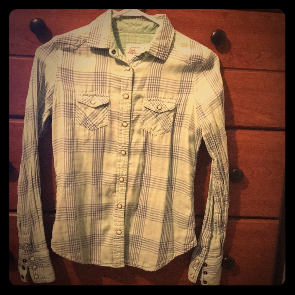 Green and blue light flannel shirt